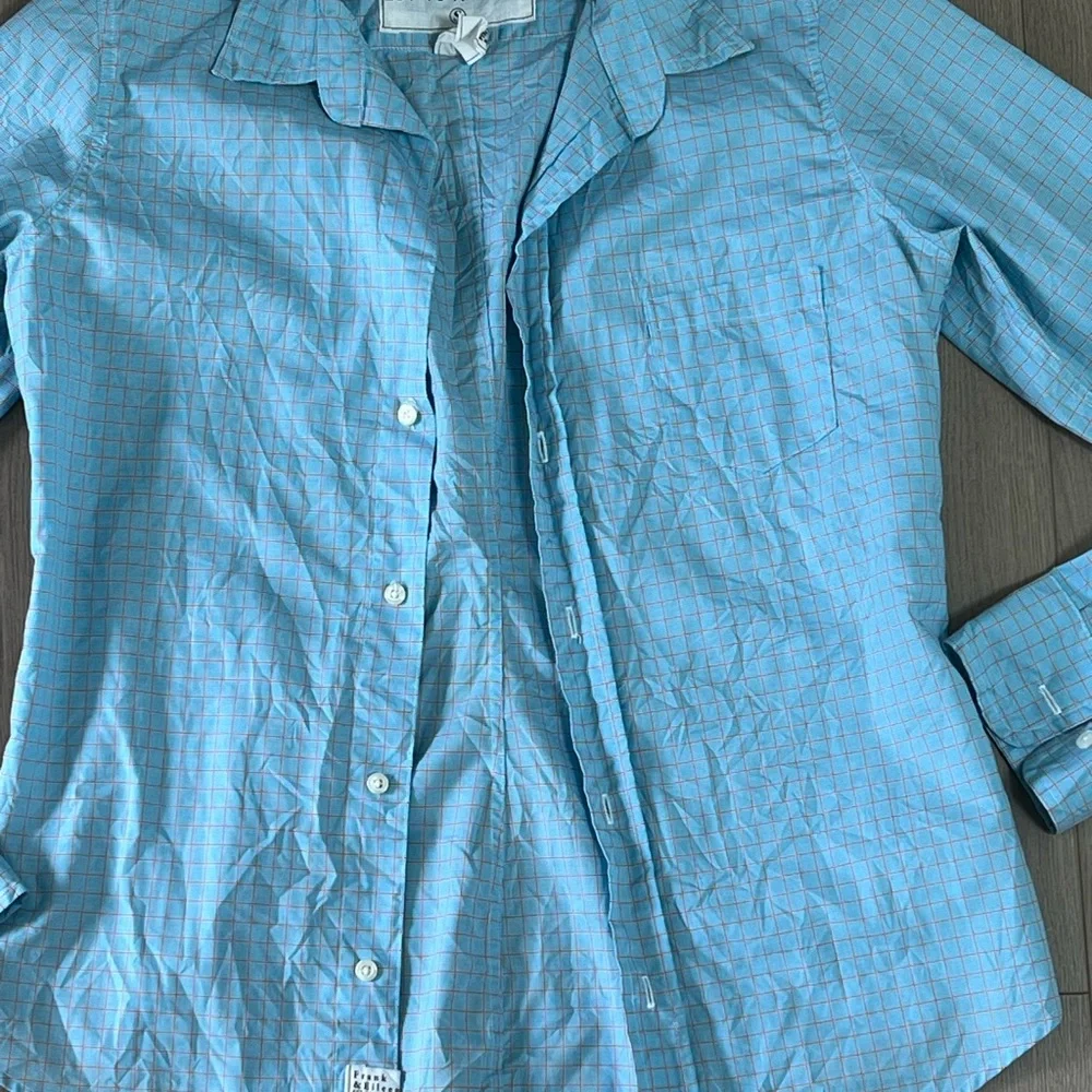 Frank & Eileen Turquoise Checkered Shirt - Picture 2 of 5